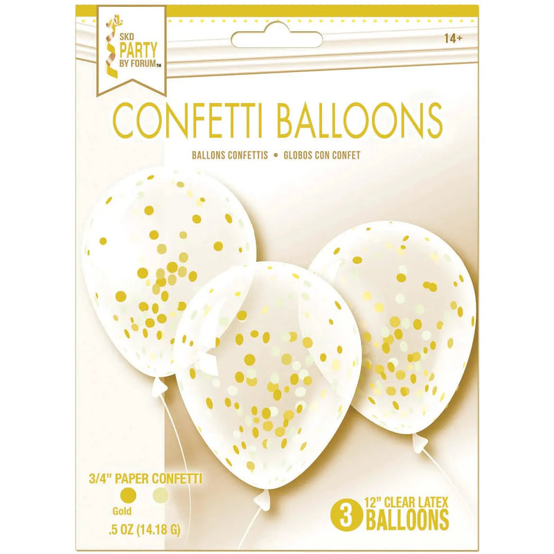 Confetti Balloon Gold 3-Pack