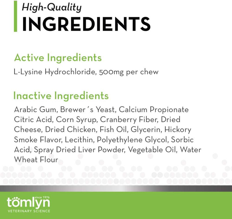 Tomyln Immune Support L-Lysine Supplement Chews for Cats, 30 ct