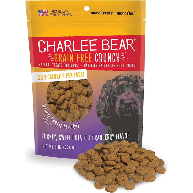 Charlee Bear Grain-Free Crunch Turkey Sweet Potato Cranberry Dog Treats 8 oz.