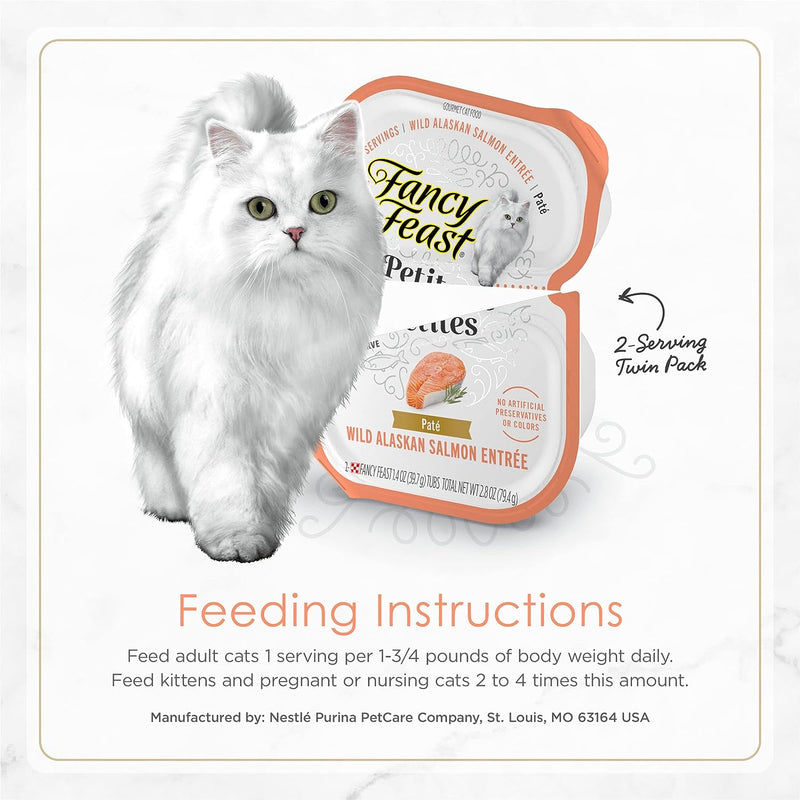 Purina Fancy Feast Petites Cat Food Pate Wild Salmon, 3CT 6 Servings