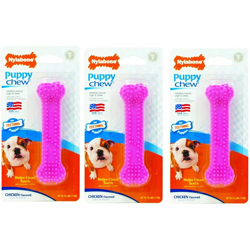 Nylabone Puppy Chew Teething Bone Dental Toys Pink, Petite Nylabone