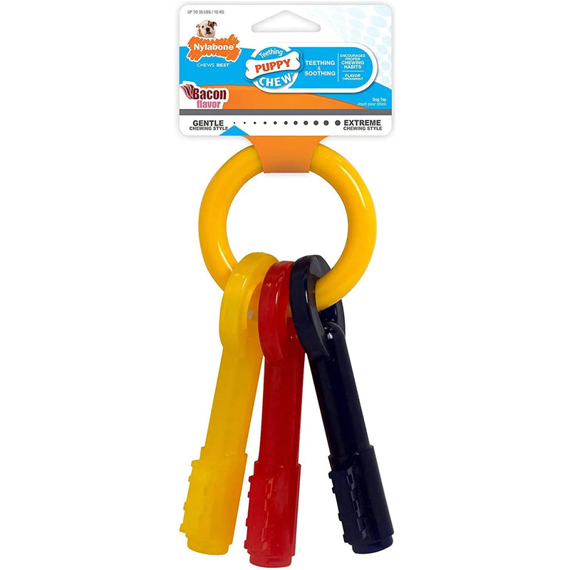 Nylabone Puppy Chew Teething Keys Bacon Flavor, Wolf Nylabone