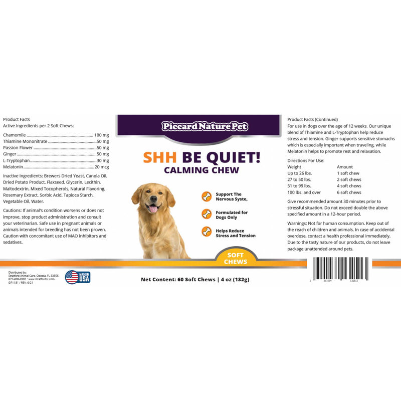 PiccardNaturePets Shh Be Quiet! Calming Aid Dog Supplement 60ct PiccardNaturePets