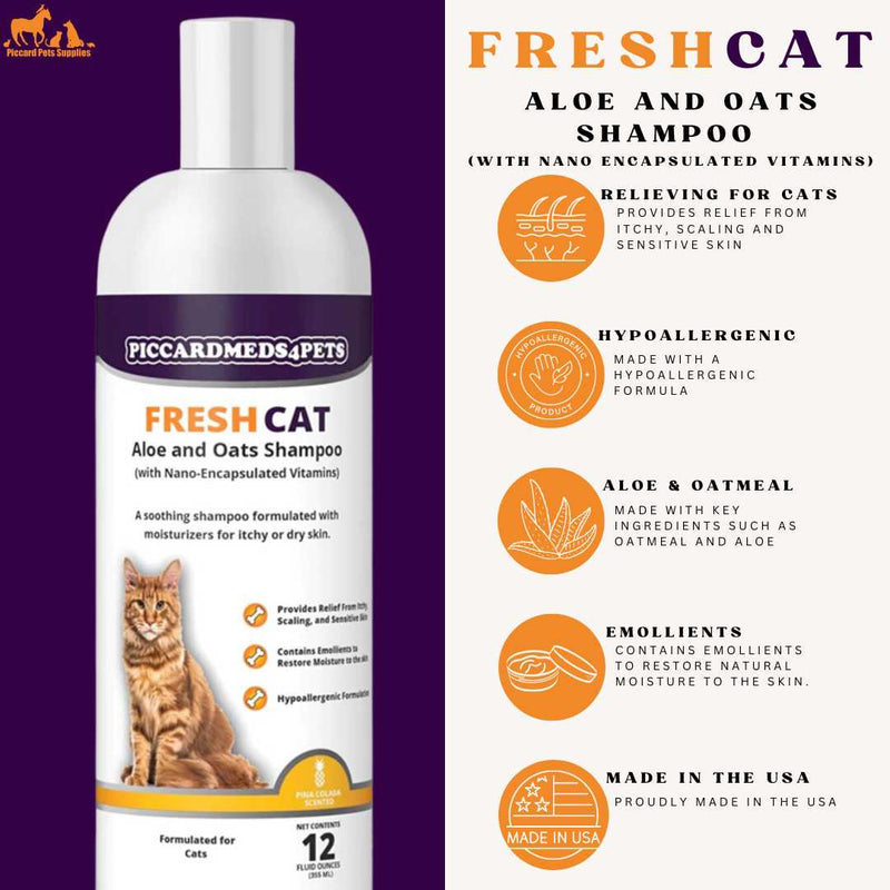 Piccardmeds4pets Fresh-Cat Aloe and Oats Shampoo 12 oz. Piccard Meds 4 Pets