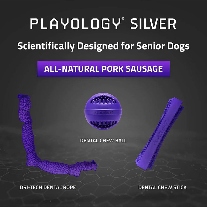 Playology Dri-Tech Pork Sausage Scent Dental Rope Dog Toy, Med PLAYOLOGY