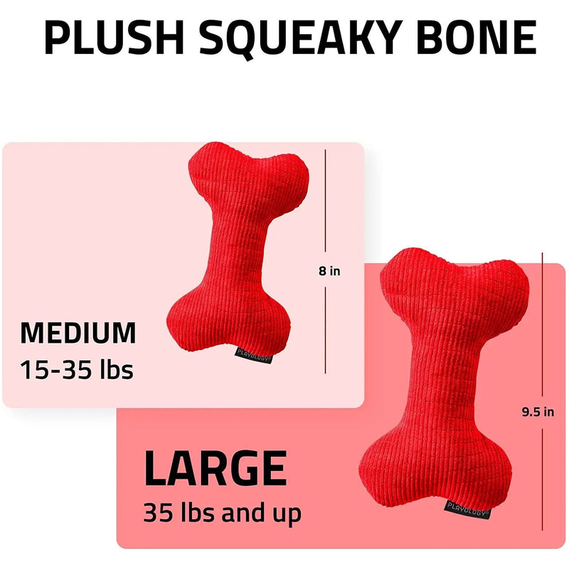 Playology Plush Squeaky Bone Dog Toy All-Natural Beef Scent, LG Playology