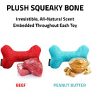 Playology Plush Squeaky Bone Dog Toy All-Natural Beef Scent, LG Playology