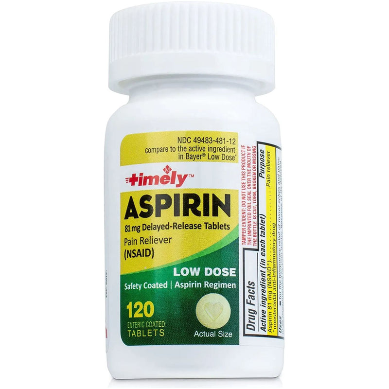 Rugby Low Dose Aspirin Heart Regimen 81mg 120 Tabs Rugby