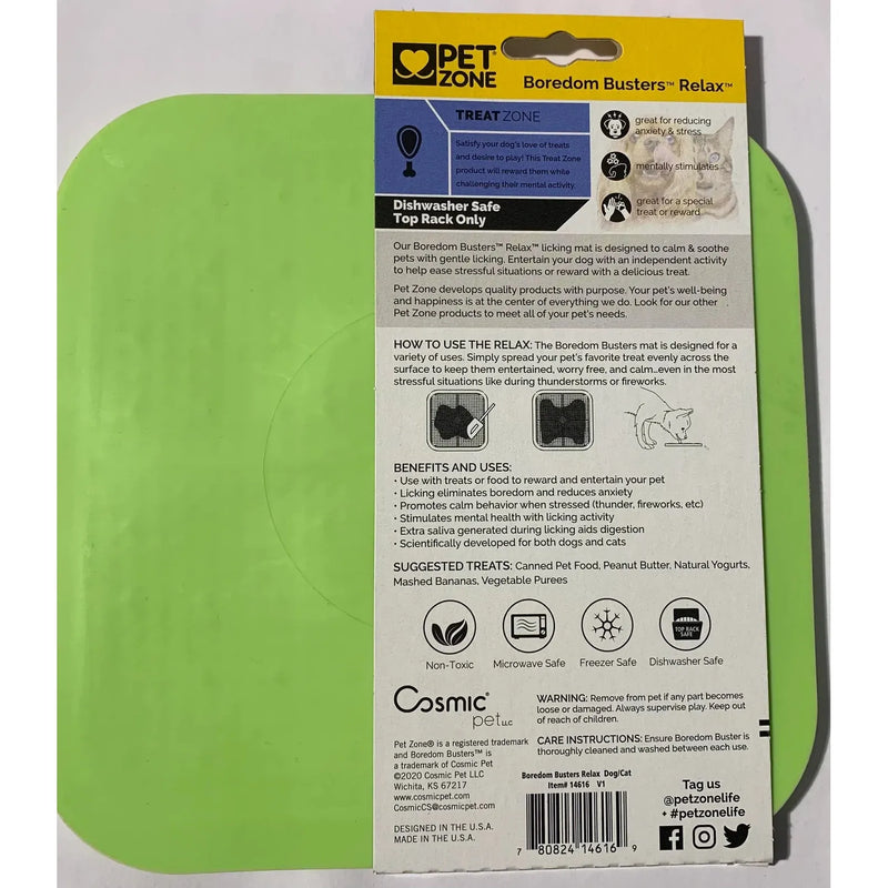 Pet Zone Pet Boredom Busterz Relax Licking Mat, Green Pet Zone