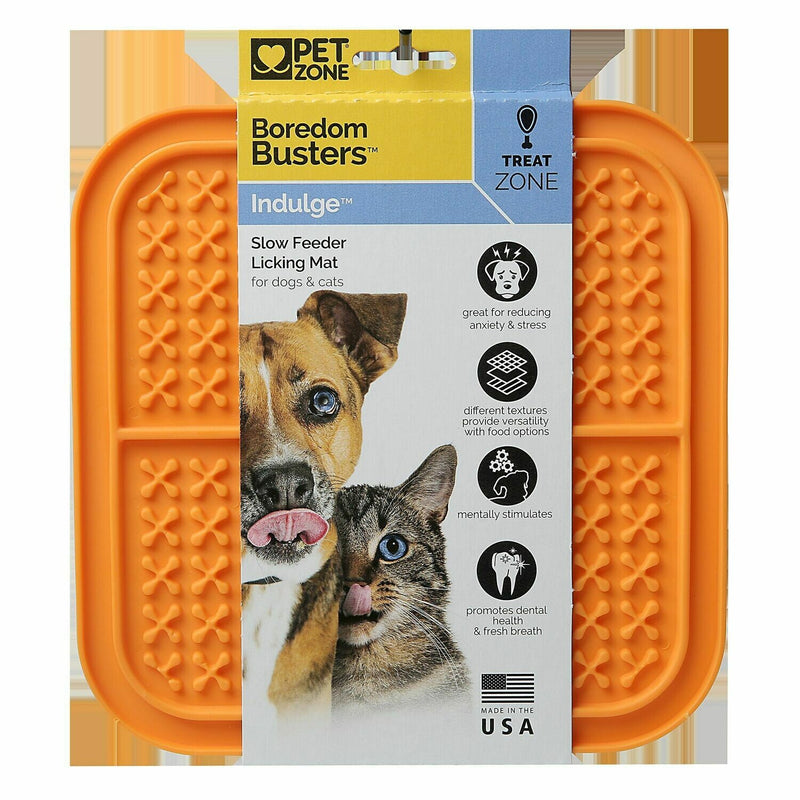 Pet Zone Pet Boredom Busterz Indulge Licking Mat, Orange Pet Zone