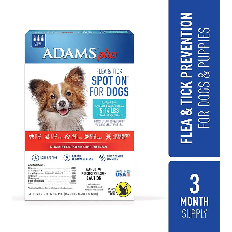 Adams Plus Flea and Tick Spot On for Small Dogs 5-14 lbs. Adams