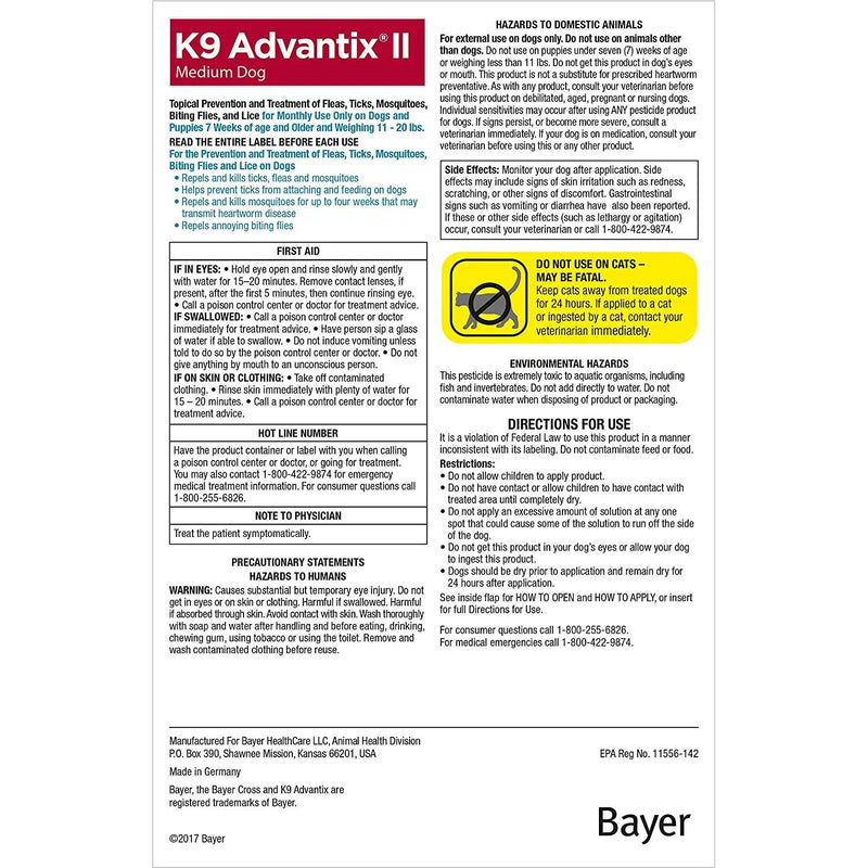 Bayer K9 Advantix II Flea Treatment for Medium Dogs 2 Month Supply Bayer