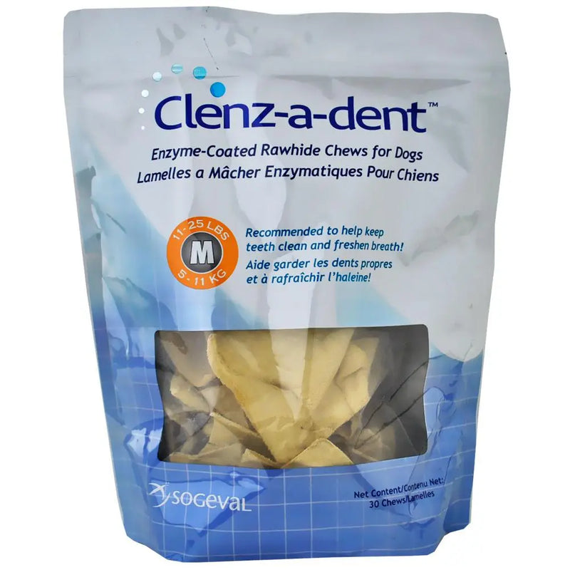 Clenz-a-dent Rawhide Ezymed-Coated Chews for Dogs Pet Dental Health Sogeval