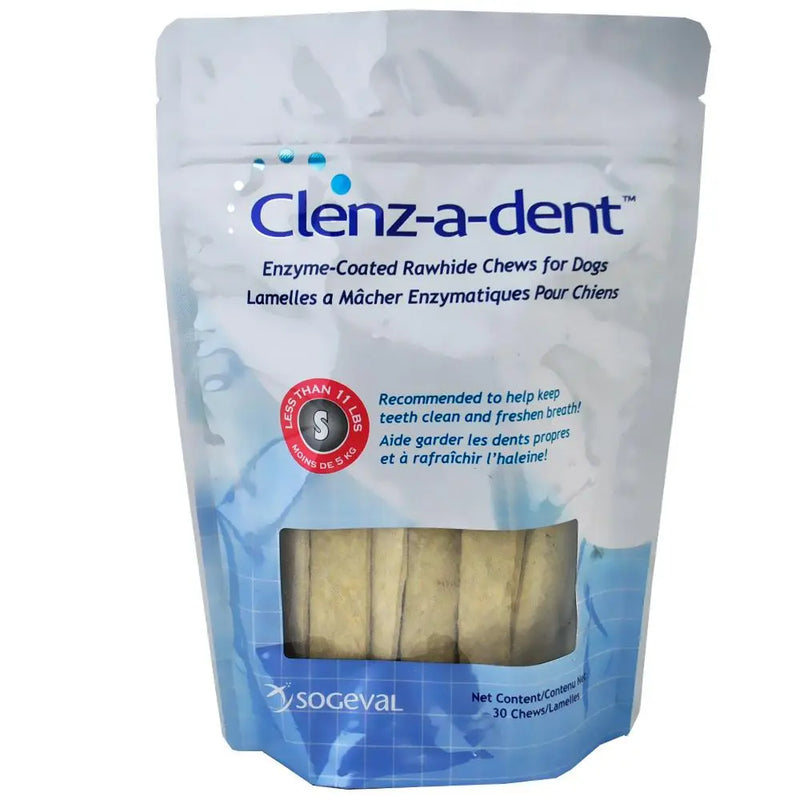 Clenz-a-dent Rawhide Ezymed-Coated Chews for Dogs Pet Dental Health Sogeval