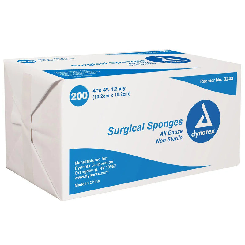 Dynarex Surgical Sponges Non-Sterile Gauze Pads 200/PK Dynarex