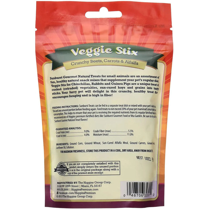 Higgins Sunburst Gourmet Natural Small Animal Treat Veggie Stix 4 oz. Higgins