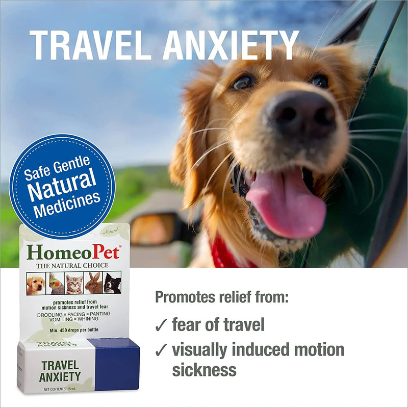 HomeoPet Travel Anxiety Calming Relief Remedy for Pets 15mL HomeoPet