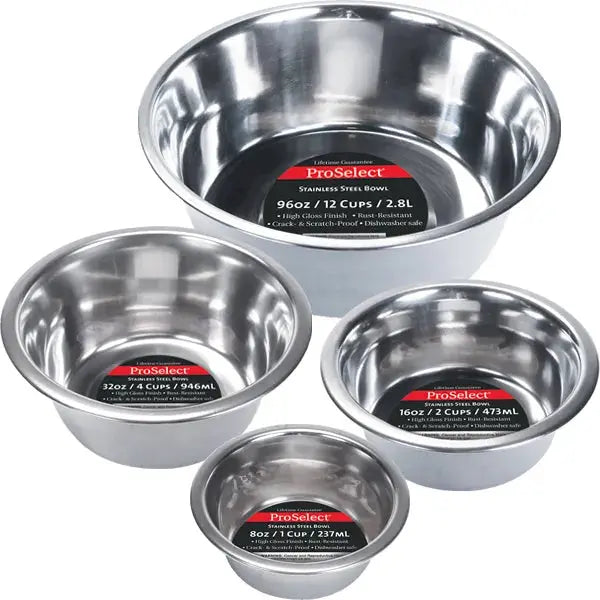 ProSelect Heavy Stainless Steel Dish Mirror Finish Dog Bowl ProSelect