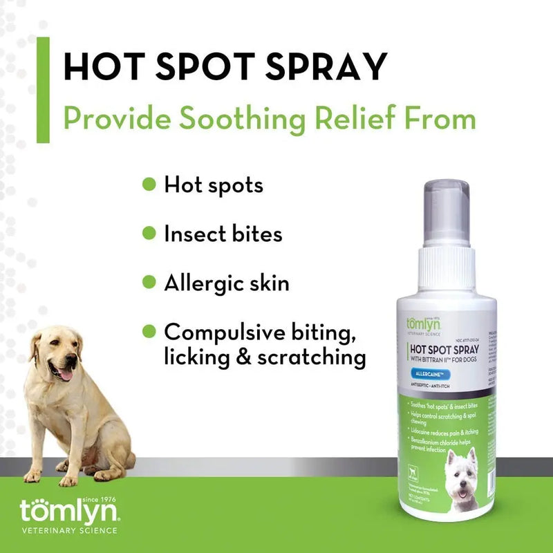 Tomlyn Allercaine Antiseptic Sooth Hot Spot Spray for Dogs 4 oz. Tomlyn