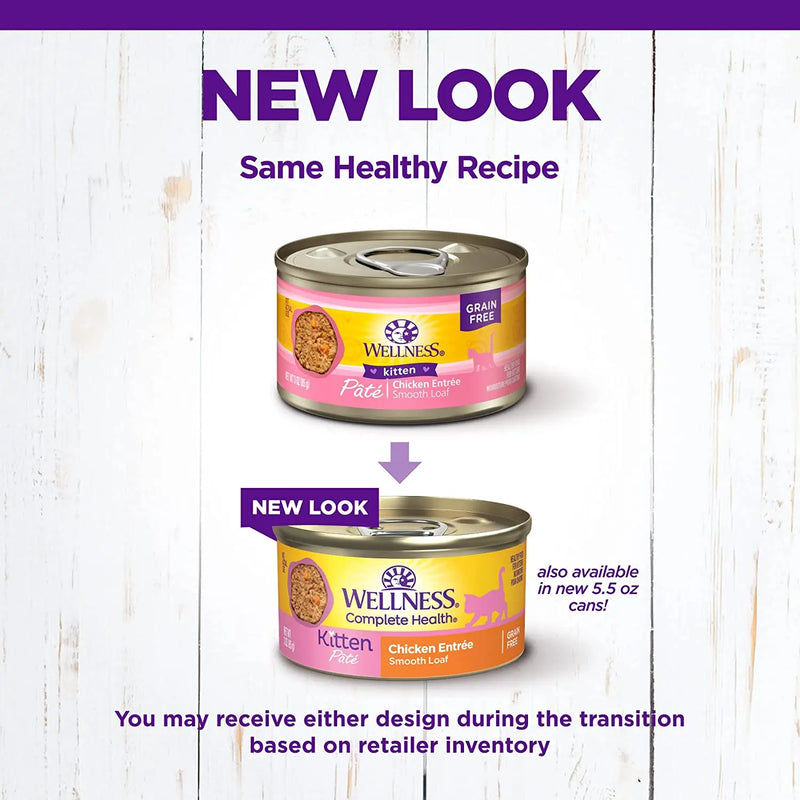 Wellness Complete Health Pâté Kitten Chicken Entrée Canned Wet Cat Food, Single Can Wellness Natural Pet Food