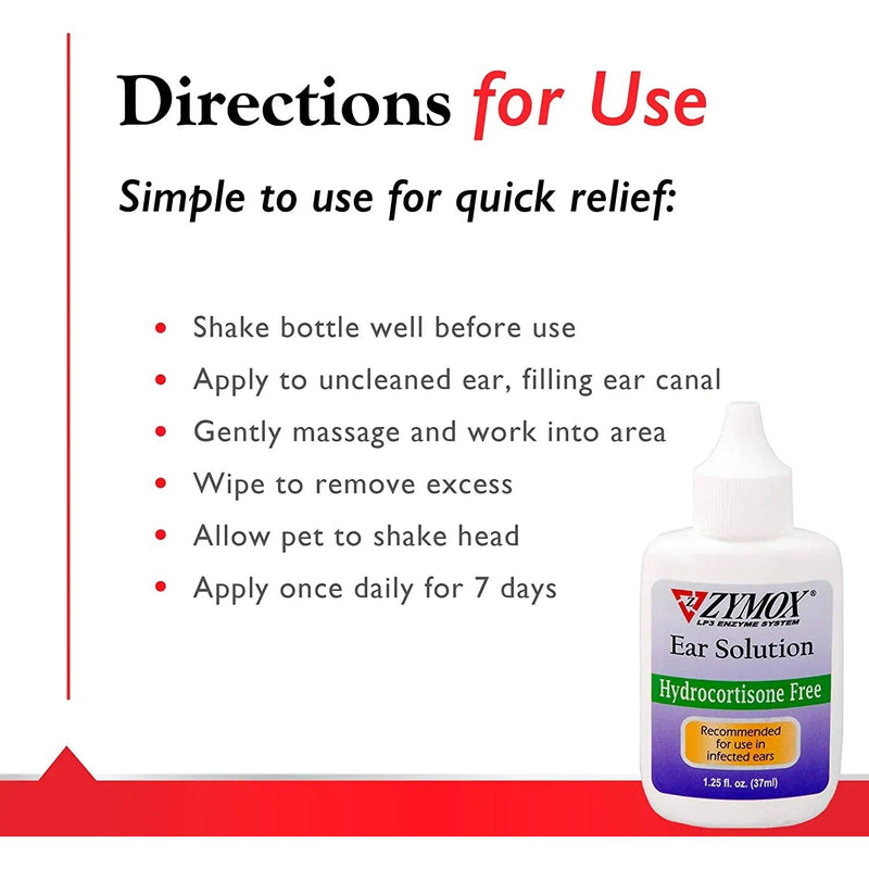 ZYMOX Otic Enzymatic Ear Solution for Dogs and Cats 1.25 oz. ZYMOX