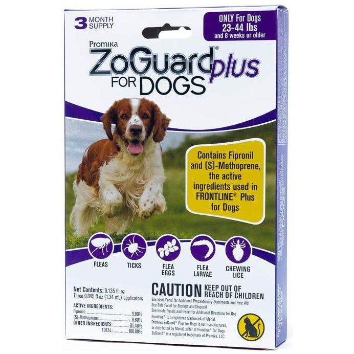 ZoGuard Plus Flea and Tick Drops for MD Dogs 3 Months 23-44 lbs. ZoGuard